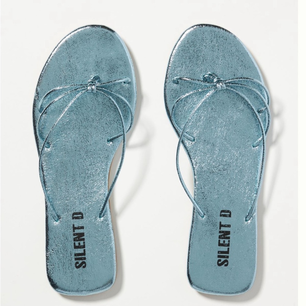 Anthropologie Silent D Slide Sandals Light Sparkly Blue Size 38 / 7.5